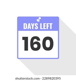 160 Tage Linker Countdown-Symbol für Verkäufe. 160 Tage verbleiben, um Werbebanner zu verwenden