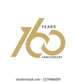 160 logo, 160 Year Anniversary Logo, Golden Color, Vector Template Design element for birthday, invitation, wedding, jubilee and greeting card illustration.