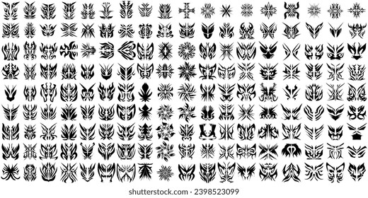 160 sets of Tribal Tattoo Illustrations. Perfect for tattoos, stickers, icons, logos, hats, clothes, websites, posters