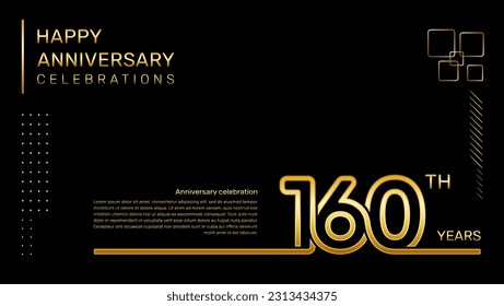 160 year anniversary template with gold color number and text, vector template