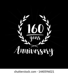 160 years anniversary celebration logo. Anniversary watercolor design template. Vector and illustration.