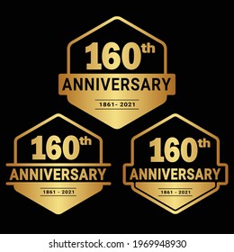 160 years anniversary celebration logotype. 160th anniversary logo collection. Set of anniversary design template. Vector and illustration.