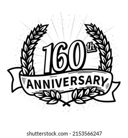 160 years anniversary celebration logotype. 160th anniversary logo. Vector and illustration.