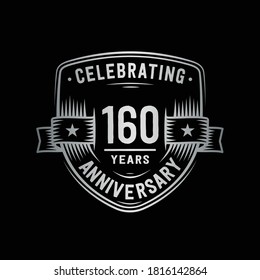 160 years anniversary celebration shield design template. 160th anniversary logo. Vector and illustration.