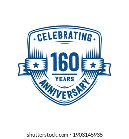 160 years anniversary celebration shield design template. 160th anniversary logo. Vector and illustration.