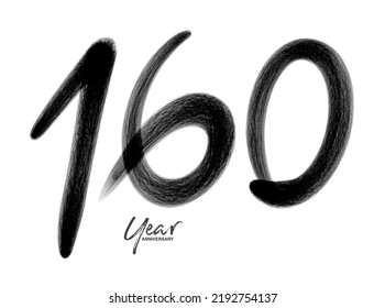 160 Years Anniversary Celebration Vector Template, 160 number logo design, 160th birthday, Black Lettering Numbers brush drawing hand drawn sketch, number logo design vector illustration