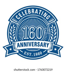 160 years anniversary celebrations design template. 160th logo. Vector and illustrations.