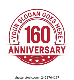 160 years anniversary logo design template. 160th anniversary celebrating logotype. Vector and illustration.