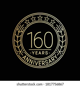 160 years anniversary logo template. 160th line art vector and illustration.