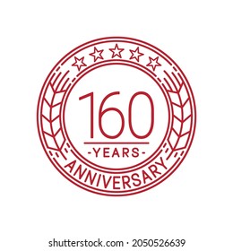 160 years anniversary logo template. 160th line art vector and illustration.