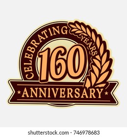 160 years anniversary logo template. Vector and illustration.
