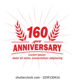160 years anniversary logo. Vector and illustration.