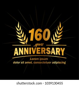 160 years anniversary logo. Vector and illustration.