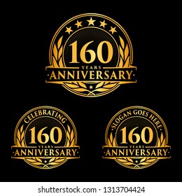 160 years anniversary set. 160th celebration logo collection. Vector and illustration. 