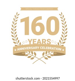 160 years anniversary vector icon, logo. Graphic design element with number and text composition for 160th anniversary