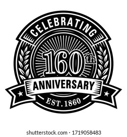 160 years of celebrations design template. 160th logo. Vector and illustrations.