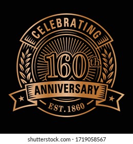 160 years of celebrations design template. 160th logo. Vector and illustrations.