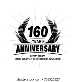 160 years design template. Anniversary vector and illustration template.