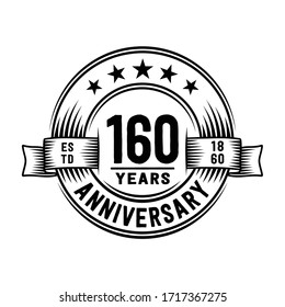160 years logo design template. 160th anniversary vector and illustration.