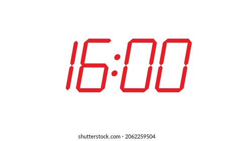 16:00 en punto , 4 am - pm Reloj digital editable de pantalla de pantalla de reposo de vectores 10