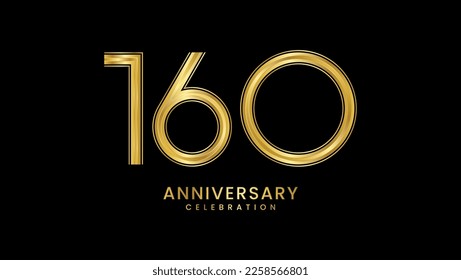 160th Anniversary celebration. Anniversary logo design with golden color for anniversary celebration event. Logo Vector Template Illustration