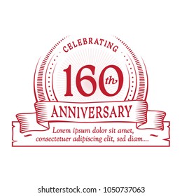 160th anniversary design template. Vector and illustration.