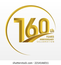 160th Anniversary Logo, Logo design for anniversary celebration with gold color isolated on white background, vector illustration