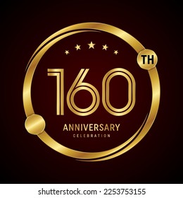 160-jähriges Logo Design Konzept mit goldenem Ring. Logo-Vektor-Vorlage