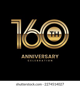 160th Anniversary. Anniversary logo design with double line concept. vector illustration