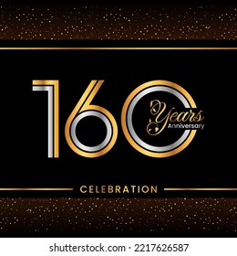 160th Anniversary Logotype. Golden Anniversary template design for celebration event, invitation card, greeting card, flyer, banner, poster, double line logo, vector illustration