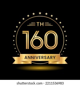 160th  Anniversary, Perfect template design for anniversary celebration with gold color for booklet, leaflet, magazine, brochure poster, web, invitation or greeting card. Vector template