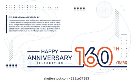 160th anniversary template design with abstract background, vector template