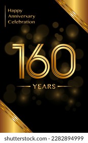 160th Anniversary template design with double line numbers. Golden anniversary template. Vector