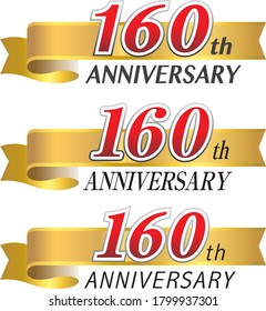 160th ribbon golden anniversary logo, laurel wreath isolated on white background