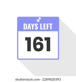 161 Days Left Countdown sales icon. 161 days left to go Promotional banner