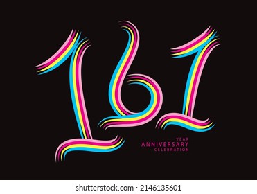 161 number design vector, graphic t shirt, 161 years anniversary celebration logotype colorful line, 161th birthday logo, Banner template, logo number elements for invitation card, poster