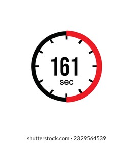 161 seconds timer clock. 161 sec stopwatch icon countdown time digital stop chronometer.