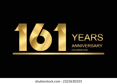 161 year anniversary vector banner template. gold icon isolated on black background.