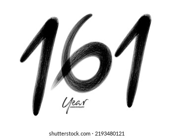 161 Years Anniversary Celebration Vector Template, 161 number logo design, 161th birthday, Black Lettering Numbers brush drawing hand drawn sketch, number logo design vector illustration