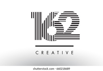 162 Black and White Number Logo Design with Vertical and Horizontal Lines.