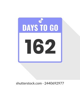 162 Days Left Countdown sales icon. 162 days left to go Promotional banner