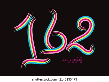 162 number design vector, graphic t shirt, 162 years anniversary celebration logotype colorful line, 162th birthday logo, Banner template, logo number elements for invitation card, poster