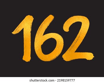 162 Number logo vector illustration, 162 Years Anniversary Celebration Vector Template,  162th birthday, Gold Lettering Numbers brush drawing hand drawn sketch, number logo design for print, t shirt