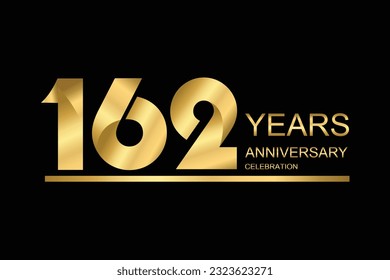 162 year anniversary vector banner template. gold icon isolated on black background.