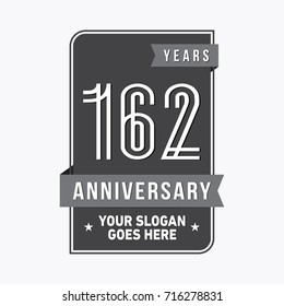 162 years anniversary design template. Vector and illustration.