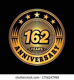 162 years anniversary. Anniversary logo design. Vector and illustration.