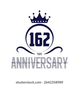 162 anos de modelo de design de logotipo. Vetor de aniversário e modelo de ilustração.