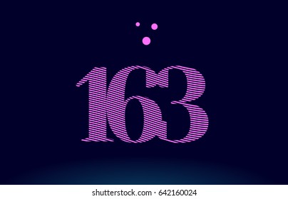 163 number digit logo pink line stripes magenta purple blue font creative text dots company vector icon design
