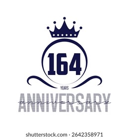 164 anos aniversário comemoração modelo vetor, 164 número logotipo design, 164º aniversário, Black Lettering Números pincel desenho à mão desenhado esboço, número logotipo design vetor ilustração