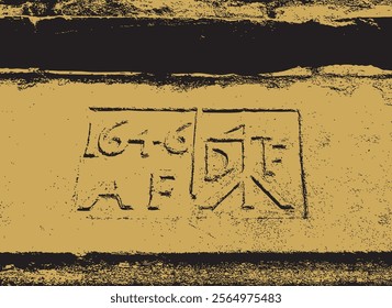 1646 date lettering carved into stone abstract